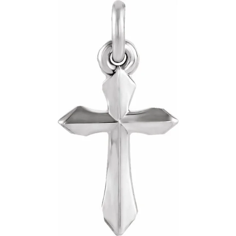 14K White 16x11 mm Cross Pendant