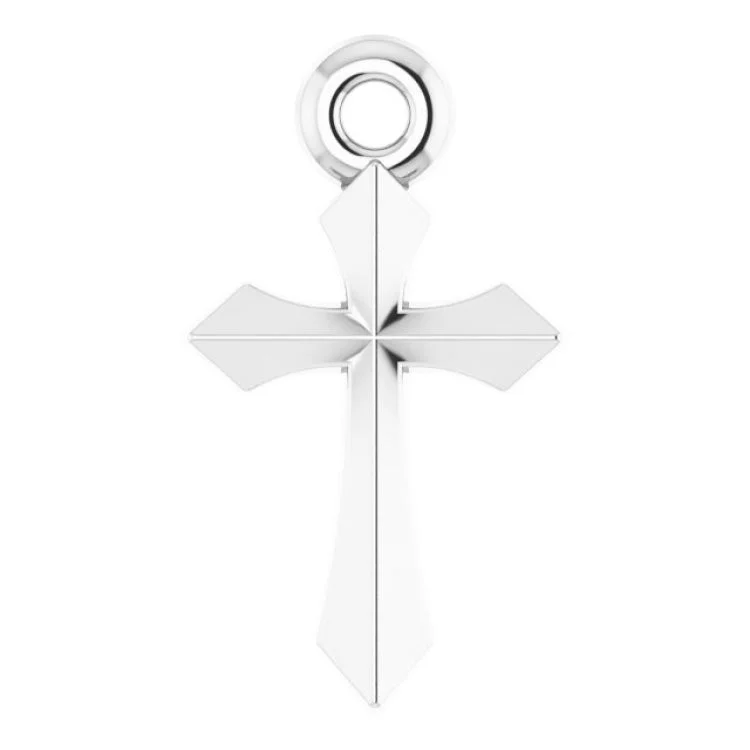 14K White 9x6.1 mm Cross Pendant