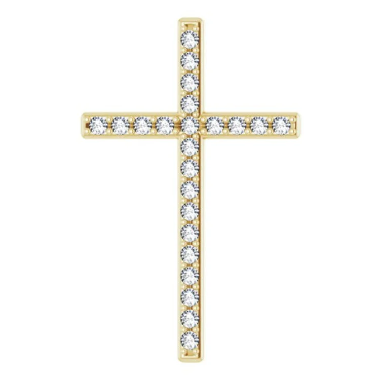 14K Yellow 1/3 CTW Natural Diamond Cross Pendant