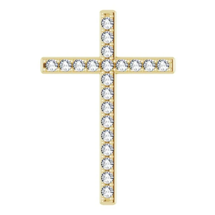 14K Yellow 1 CTW Natural Diamond Cross Pendant