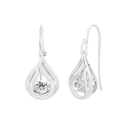 Cubic Zirconia Tear Drop Earrings in Sterling Silver