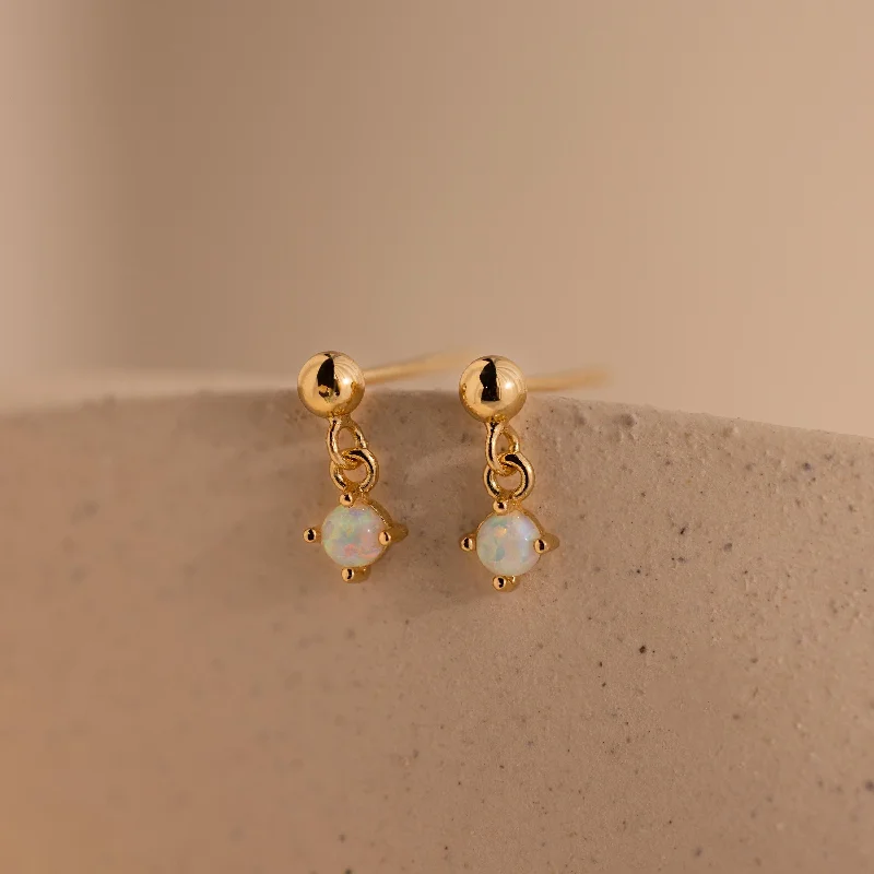 Dainty Opal Drop Studs