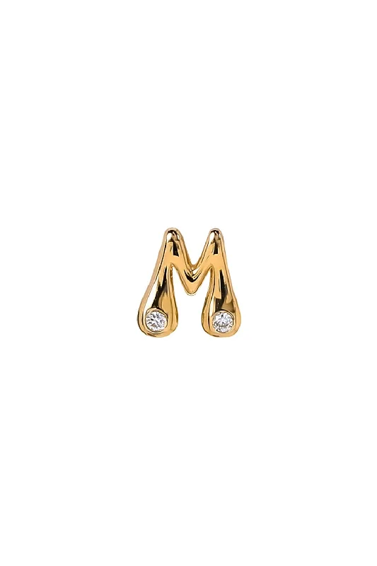 Diamond Alphabet Stud Earring