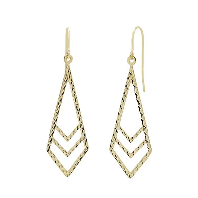 Diamond Cut Geometric Drop Earrings in 14kt Yellow Gold