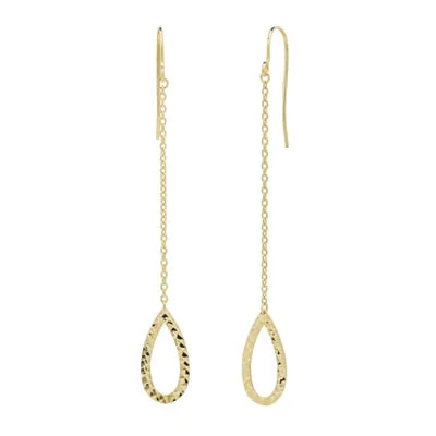 Diamond Cut Drop Earrings in 14kt Yellow Gold