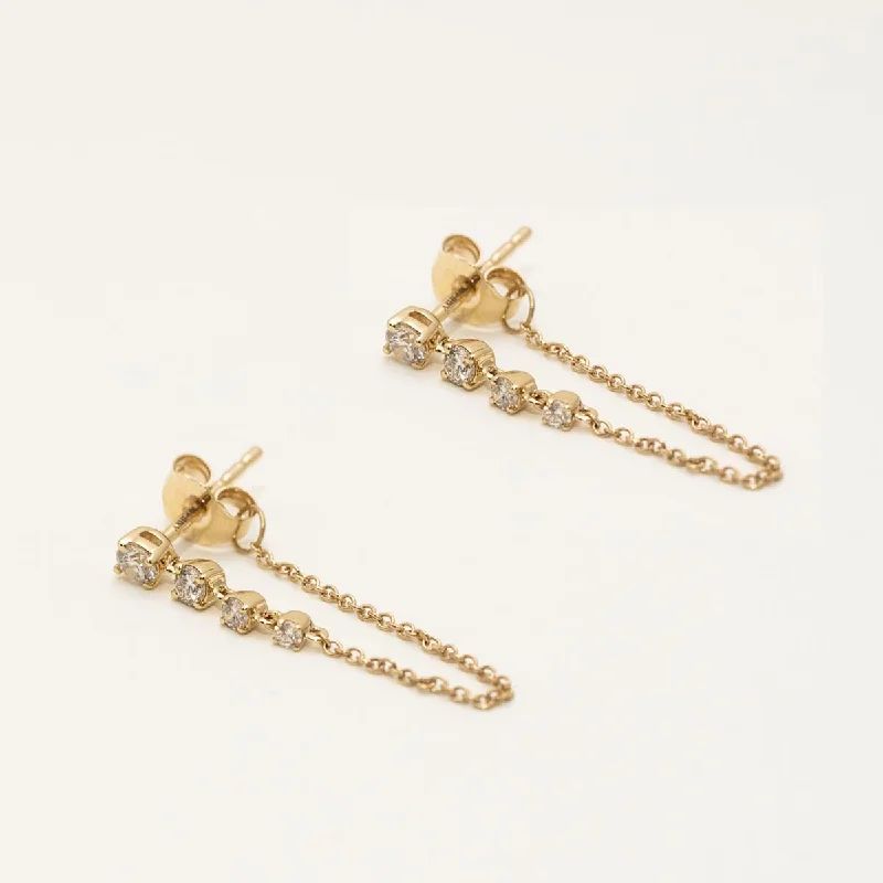 Diamond Drop Chain Earrings in 14kt Yellow Gold (1/3ct tw)