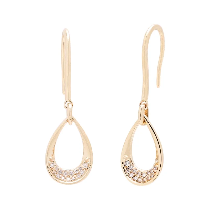 Diamond Pear Shape Drop Earrings in 10kt Yellow Gold (1/10ct tw)