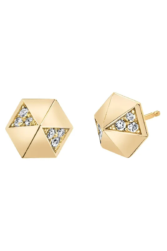 Diamond Pyramid Stud Earrings