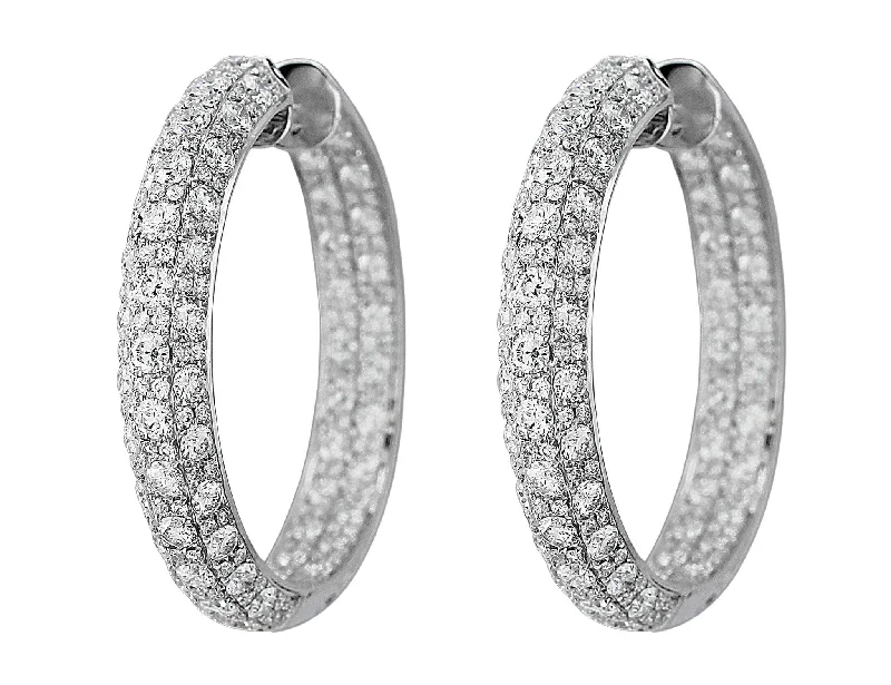 18k White Gold Diamond Scroll-set White Gold Hoop Earrings