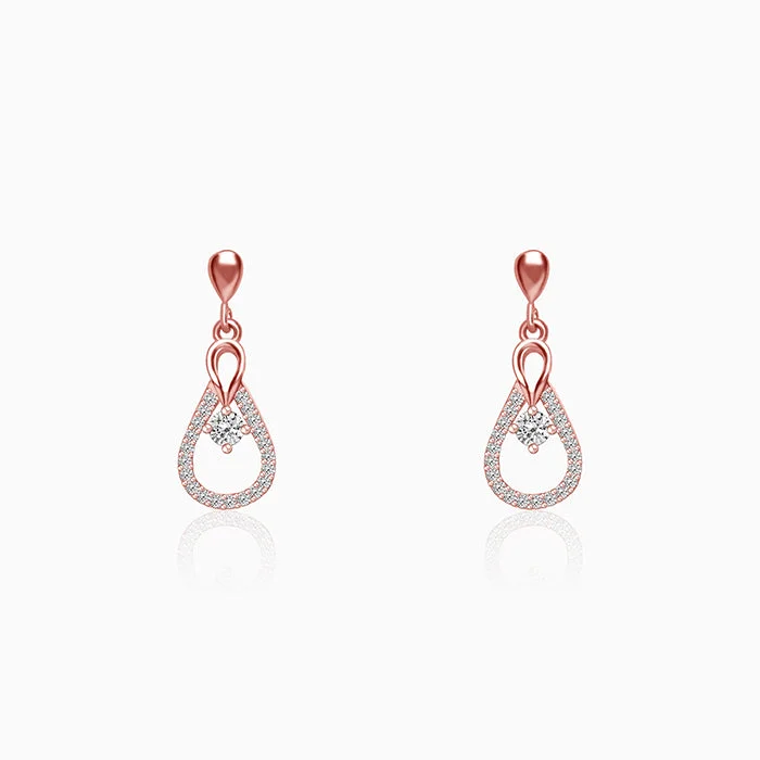 Rose Gold Zircon Drop Earrings