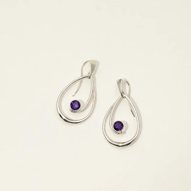 E.L. Designs Felicity Amethyst Drop Earrings in Sterling Silver