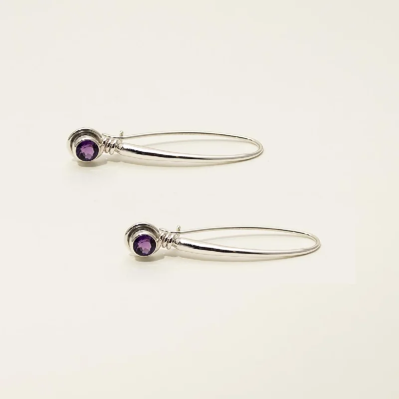 E.L. Designs Jazzy Amethyst Drop Earrings in Sterling Silver