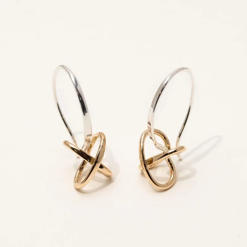 E.L. Designs Kiss Drop Earrings in Sterling Silver and 14kt Yellow Gold