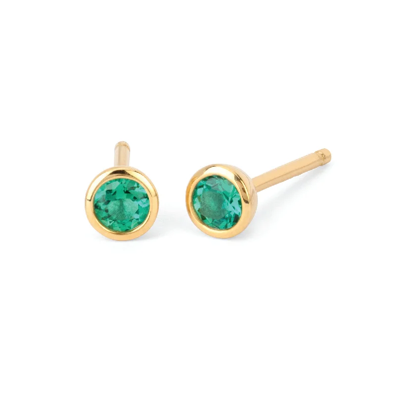 Emerald Bezel Set Stud Earrings