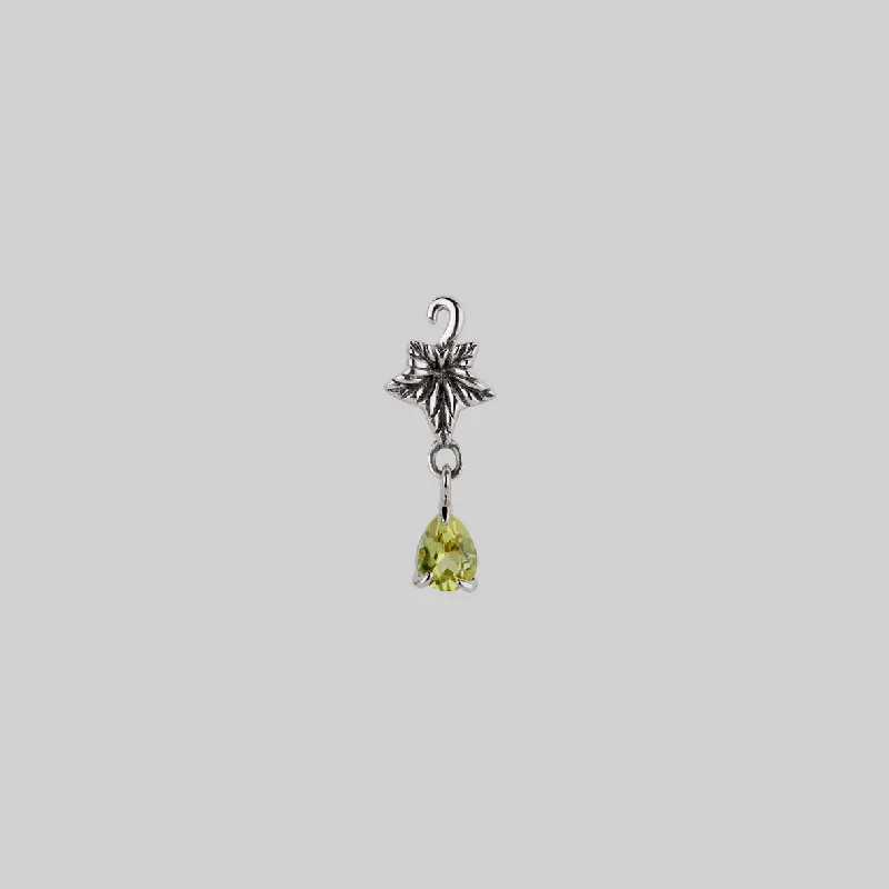 FERONIA. Ivy Leaf Peridot Ear Stud - Silver