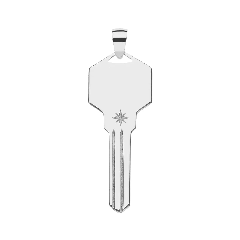 FOREVER Engravable Key Pendant in Silver