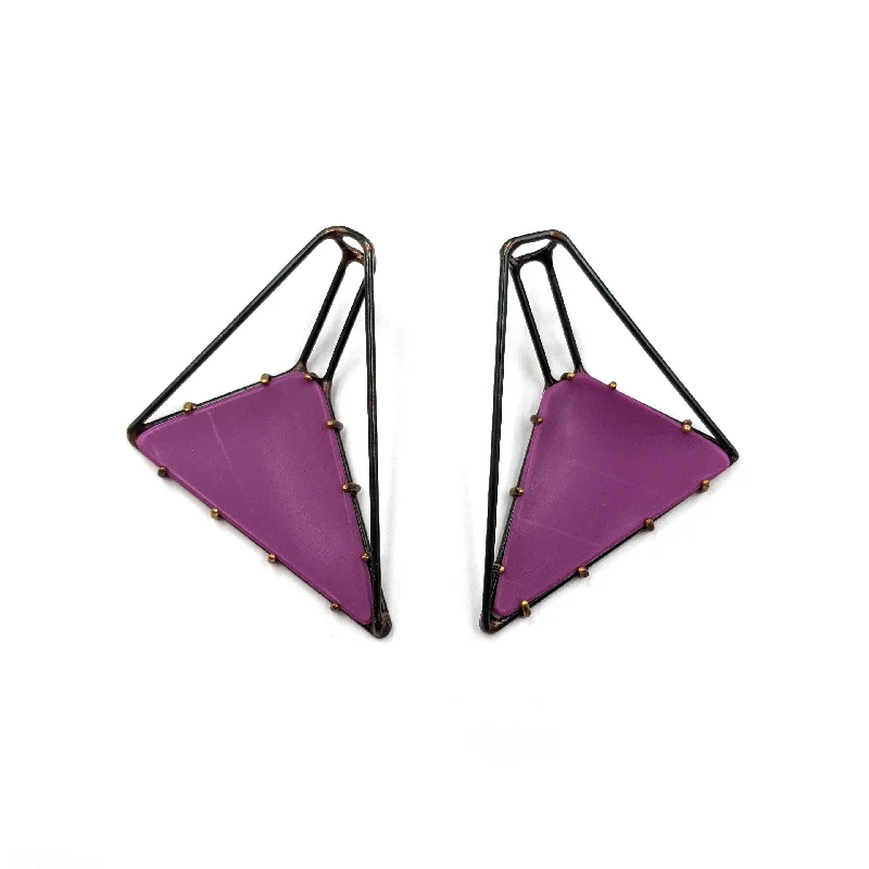 Foundation Trapezoid Vinyl Earrings, Medium, Purple