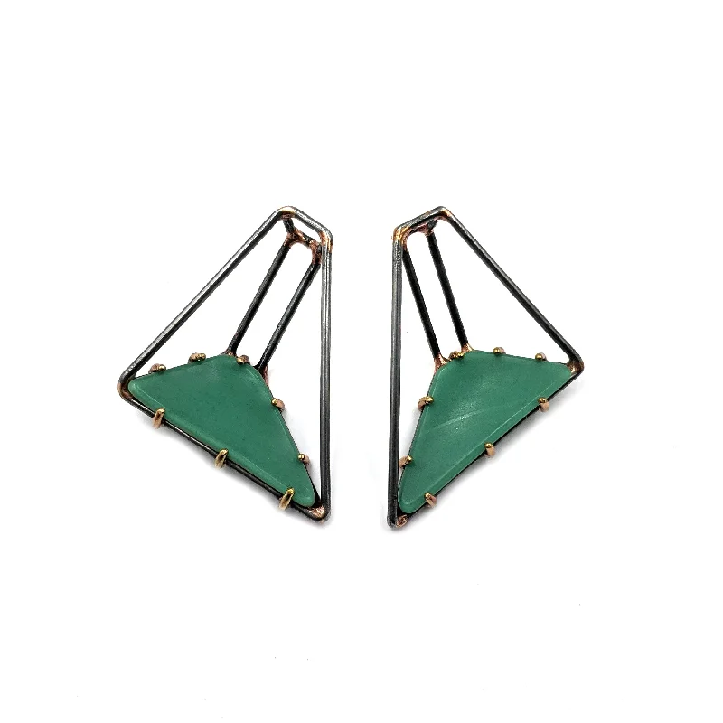 Foundation Trapezoid Vinyl Earrings, Small, Green