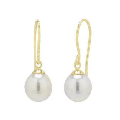 Cultured Freshwater Pearl Drop Earrings in 14kt Yellow Gold (8mm)