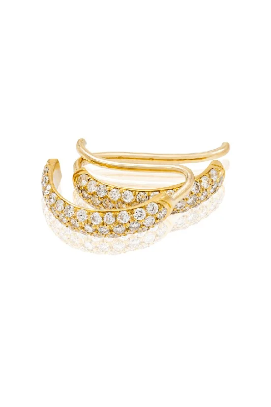 Gold & Diamond Ear Wire Hoop Earrings