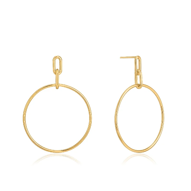 Gold Cable Link Hoop Earrings