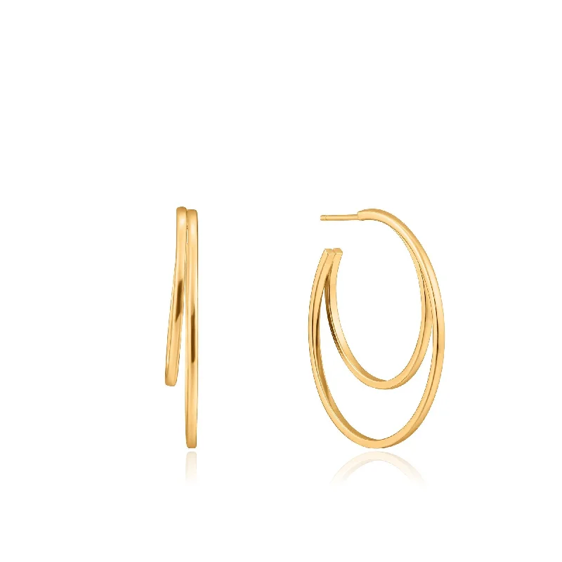 Gold Crescent Hoop Earrings