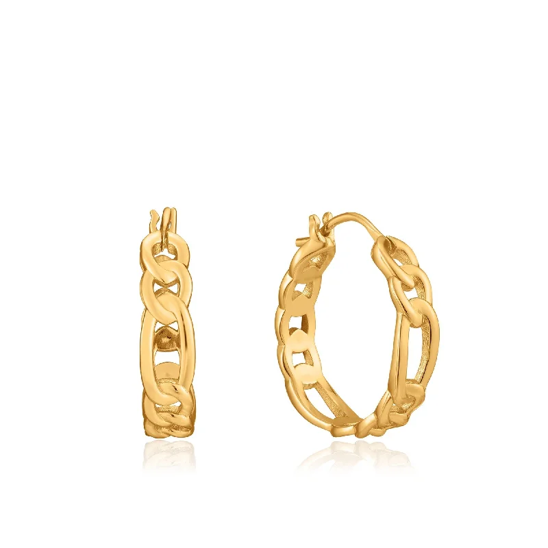 Gold Figaro Chain Hoop Earrings