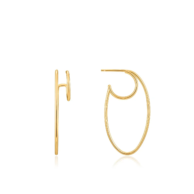 Gold Oval Double Hoop Earrings