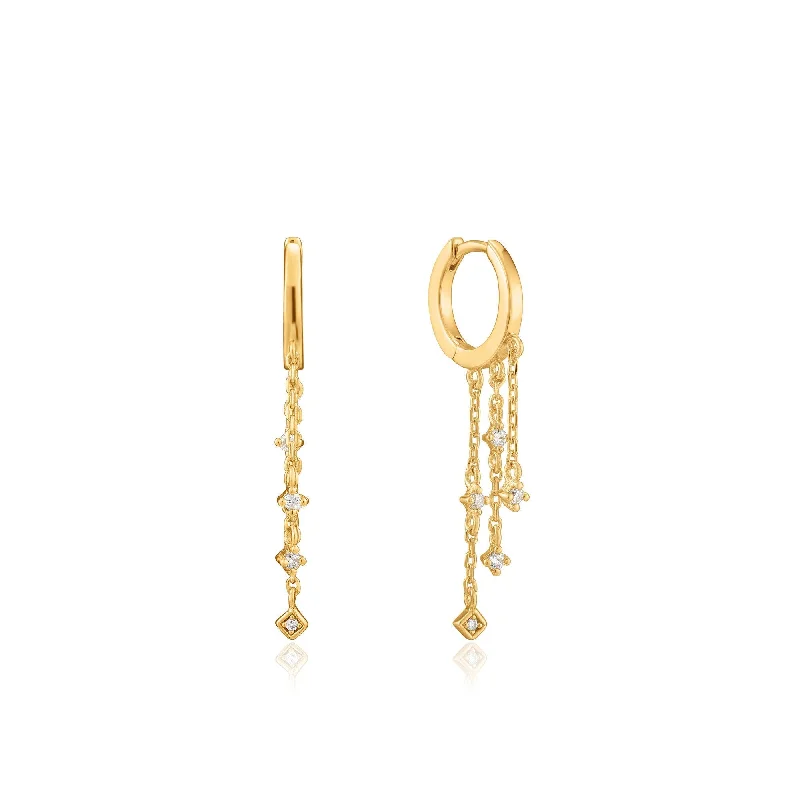 Gold Sparkle Cascade Huggie Hoops