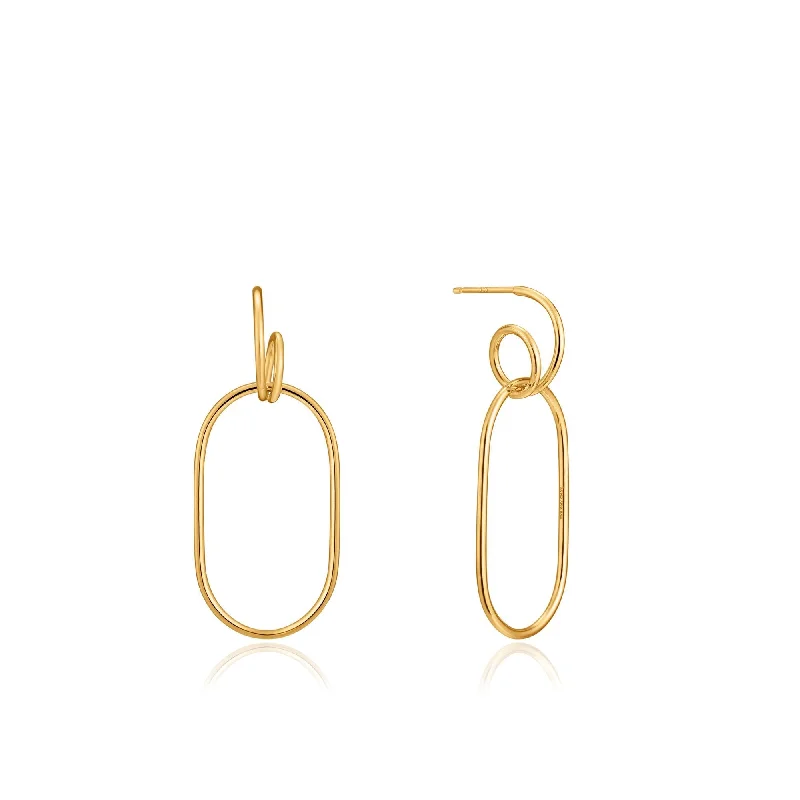 Gold Spiral Oval Hoop Earrings