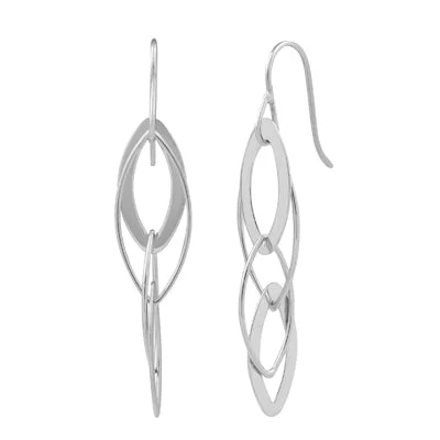 Interlocking Almond Drop Earrings in Sterling SIlver