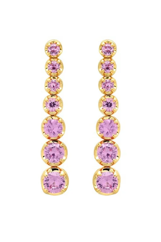 Graduated Pink Sapphire Tennis Stud Earrings