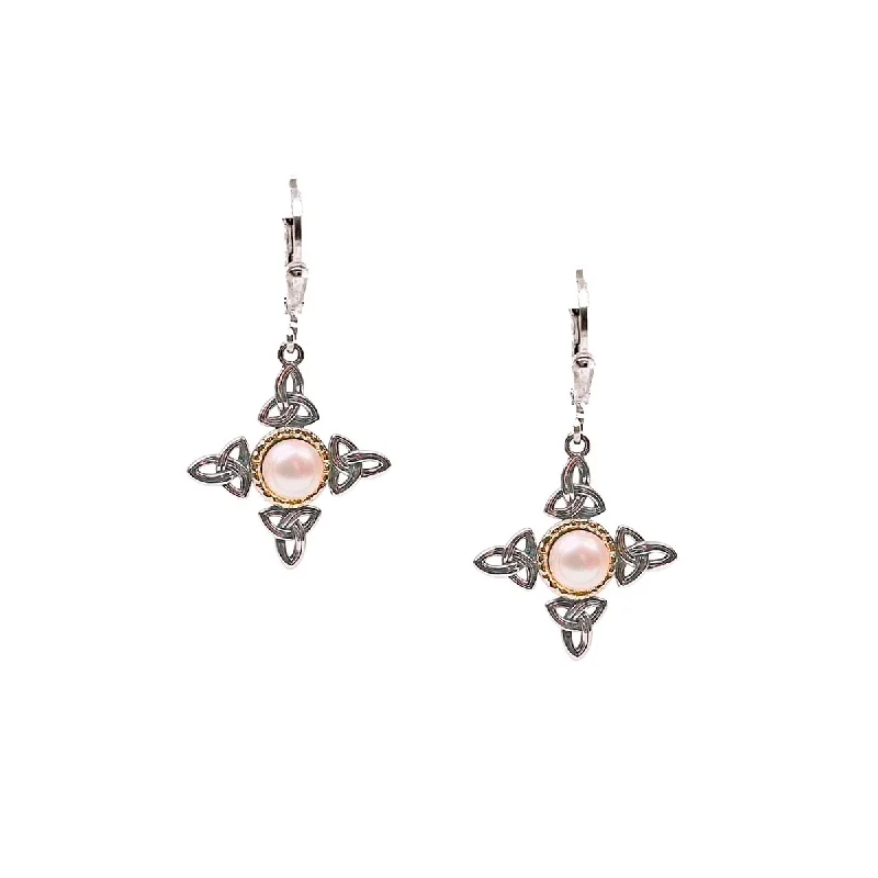 Keith Jack Aphrodite Cultured Freshwater Pearl Drop Earrings in Sterling Silver and 10kt Yellow Gold (5mm pearls)