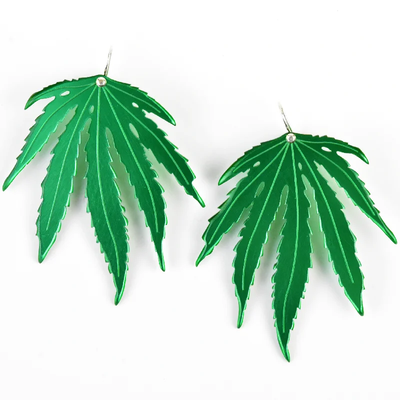 Large Sativa Weed Leaf Earrings