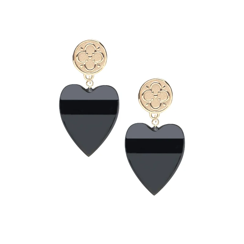 LOVE Carry Your Heart Earrings in Black Agate