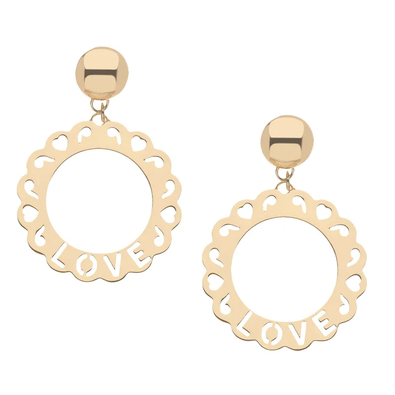 LOVE Cutout Disk Earrings