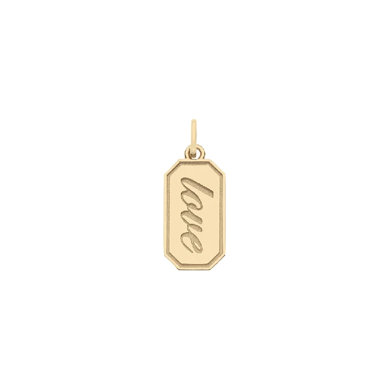 LOVE Tag Engravable Charm in Solid Gold