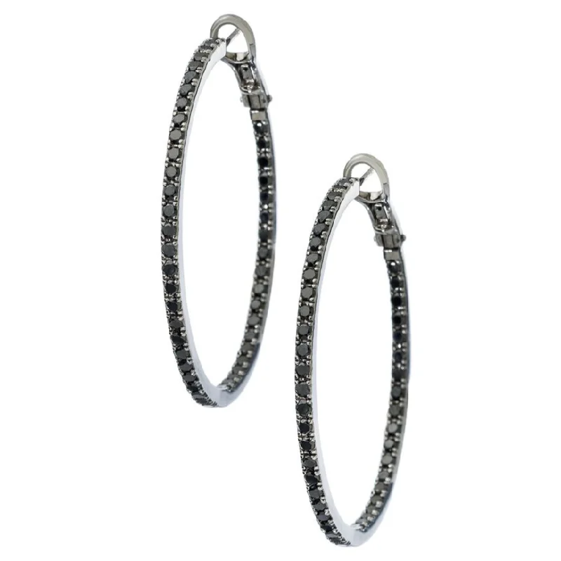 Mary Hoops Silver Black Diamond 1.5mm