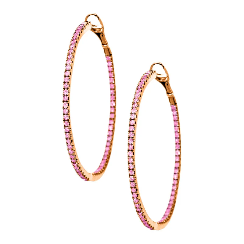 Mary Hoops Rose Gold Pink Sapphire 1.5mm