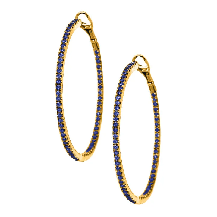 Mary Hoops Yellow Gold Sapphire 1.5mm