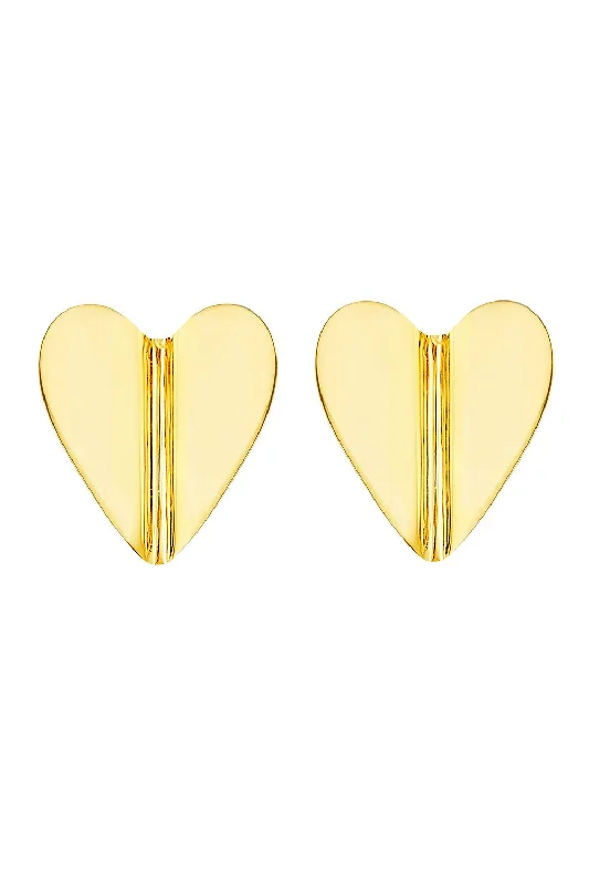 Medium Folded Heart Studs