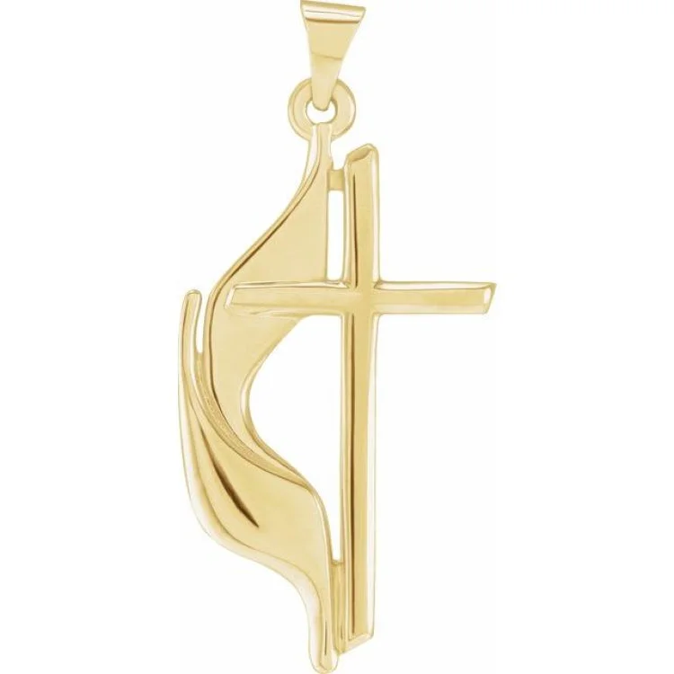 10K Yellow Methodist Cross Pendant