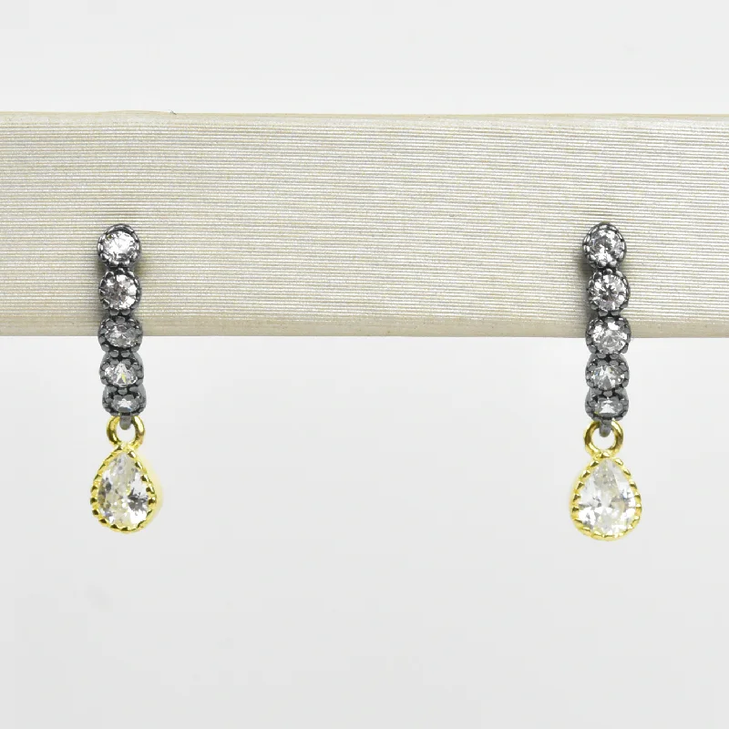 Mixed Metal Crystal Arc Earrings