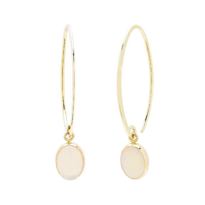 Oval Opal Drop Earrings in 14kt Yellow Gold