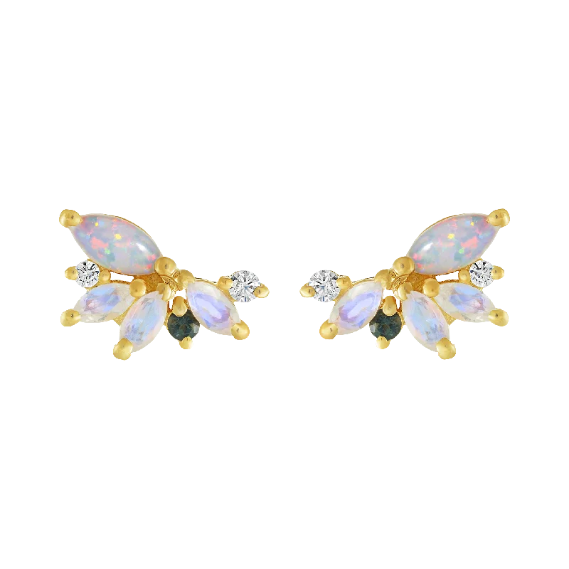 Opal & Diamond Butterfly Studs