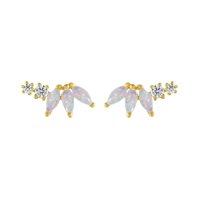 Opal & Diamond Twinkling Lotus Studs