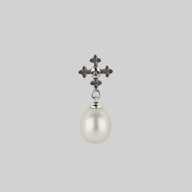 OPHELIA. Medieval Cross Stud Earring - Silver