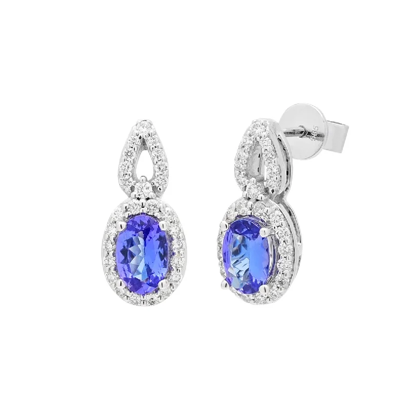 Oval Tanzanite Drop Earrings in 14kt White Gold with Diamonds (1/3ct tw)