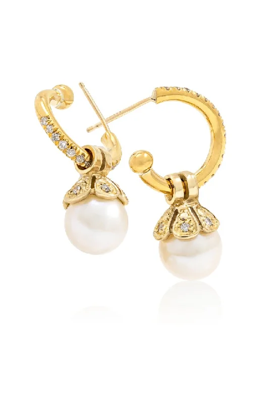 Pearl & Diamond Hoop Earrings