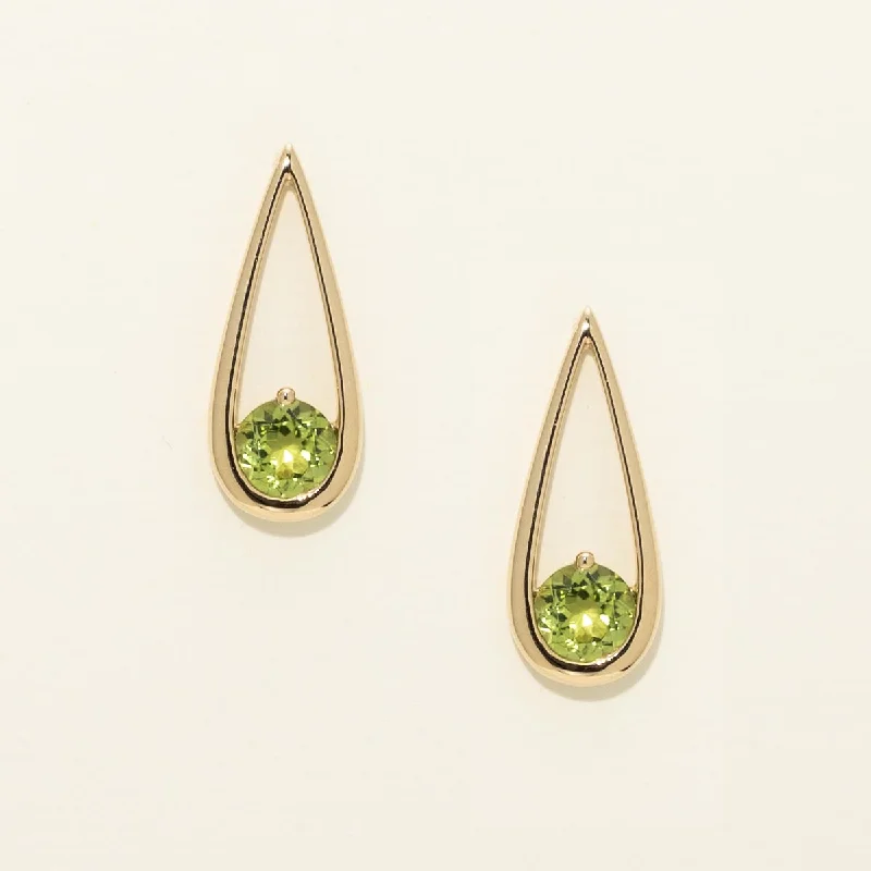 Peridot Drop Earrings in 14kt Yellow Gold